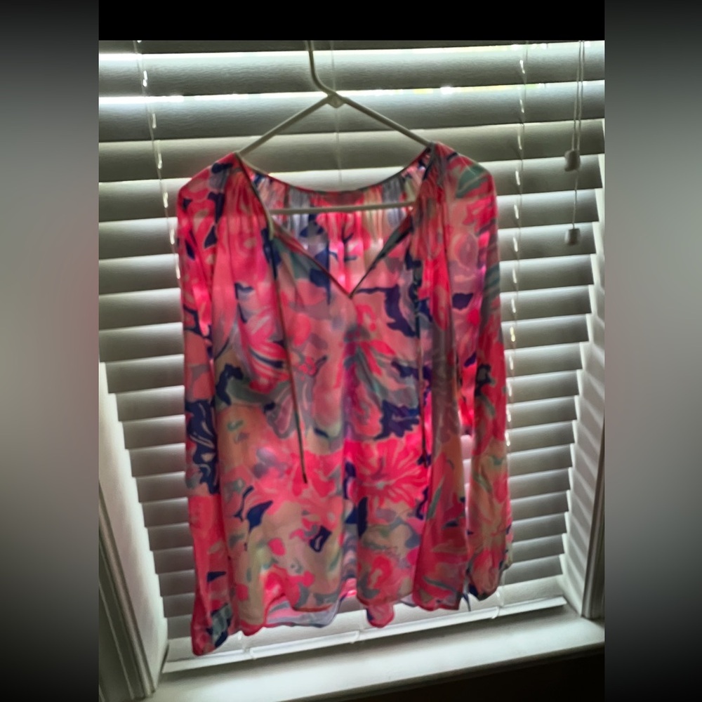 Lilly Pulitzer Pink and Blue Floral Blouse